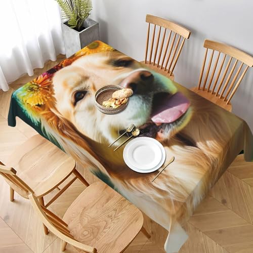 VVTDESA Tischdecke mit Golden Retriever-Motiv, bedruckt, rechteckig, Stoff, waschbar, Dekoration, Tischdecke für Esstische, Party, Buffet, Camping, 152,4 x 228,6 cm VVTDESA Tischdecke mit Golden Retriever-Motiv, bedruckt, rechteckig, Stoff, waschbar, Dekoration, Tischdecke für Esstische, Party, Buffet, Camping, 152,4 x 228,6 cm von VVTDESA