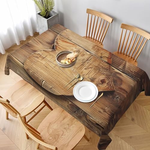 VVTDESA Tischdecke mit Holzherz, bedruckt, 152,4 x 228,6 cm, rechteckig, waschbar, Dekoration, Tischdecke für Esstische, Party, Buffet, Camping VVTDESA Tischdecke mit Holzherz, bedruckt, 152,4 x 228,6 cm, rechteckig, waschbar, Dekoration, Tischdecke für Esstische, Party, Buffet, Camping von VVTDESA