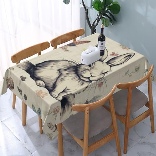 VVTDESA Tischdecke mit Kaninchen-Hintergrund, bedruckt, 137 x 183 cm, rechteckig, Stoff, waschbar, Dekoration, Tischdecke für Esstische, Party, Buffet, Camping VVTDESA Tischdecke mit Kaninchen-Hintergrund, bedruckt, 137 x 183 cm, rechteckig, Stoff, waschbar, Dekoration, Tischdecke für Esstische, Party, Buffet, Camping von VVTDESA