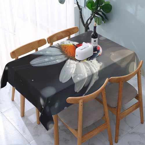 VVTDESA Tischdecke mit Marienkäfer-Blumendruck, rechteckig, Stoff, waschbar, Dekoration, Tischdecke für Esstische, Party, Buffet, Camping, 137 x 183 cm VVTDESA Tischdecke mit Marienkäfer-Blumendruck, rechteckig, Stoff, waschbar, Dekoration, Tischdecke für Esstische, Party, Buffet, Camping, 137 x 183 cm von VVTDESA