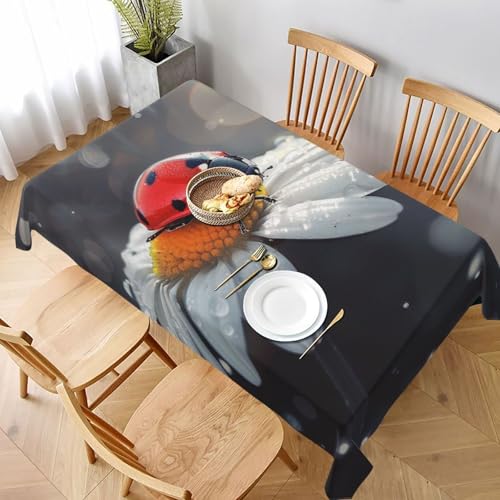 VVTDESA Tischdecke mit Marienkäfer-Blumendruck, rechteckig, Stoff, waschbar, Dekoration, Tischdecke für Esstische, Party, Buffet, Camping, 152,4 x 228,6 cm VVTDESA Tischdecke mit Marienkäfer-Blumendruck, rechteckig, Stoff, waschbar, Dekoration, Tischdecke für Esstische, Party, Buffet, Camping, 152,4 x 228,6 cm von VVTDESA