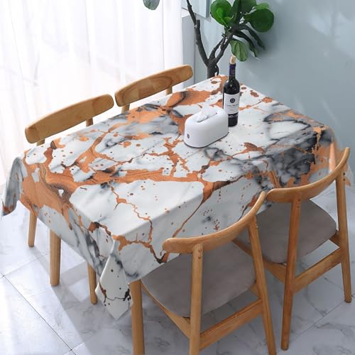 VVTDESA Tischdecke mit Marmorstruktur, Kupferspritzer, bedruckt, rechteckig, Stoff, waschbar, Dekoration, Tischdecke für Esstische, Party, Buffet, Camping, 137 x 183 cm VVTDESA Tischdecke mit Marmorstruktur, Kupferspritzer, bedruckt, rechteckig, Stoff, waschbar, Dekoration, Tischdecke für Esstische, Party, Buffet, Camping, 137 x 183 cm von VVTDESA