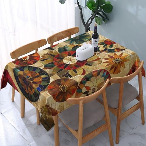 VVTDESA Tischdecke mit Medaillon-Muster, bedruckt, 137 x 183 cm, rechteckig, waschbar, Dekoration, Tischdecke für Esstische, Party, Buffet, Camping VVTDESA Tischdecke mit Medaillon-Muster, bedruckt, 137 x 183 cm, rechteckig, waschbar, Dekoration, Tischdecke für Esstische, Party, Buffet, Camping von VVTDESA