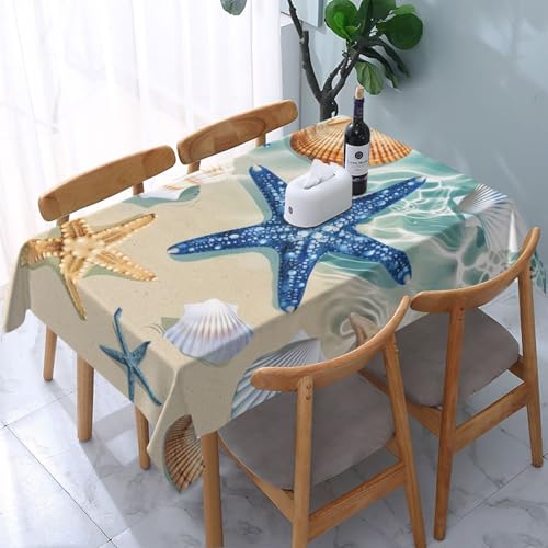 VVTDESA Tischdecke mit Meeresmuschelmuster, bedruckt, 137 x 183 cm, rechteckig, waschbar, Dekoration, Tischdecke für Esstische, Party, Buffet, Camping VVTDESA Tischdecke mit Meeresmuschelmuster, bedruckt, 137 x 183 cm, rechteckig, waschbar, Dekoration, Tischdecke für Esstische, Party, Buffet, Camping von VVTDESA