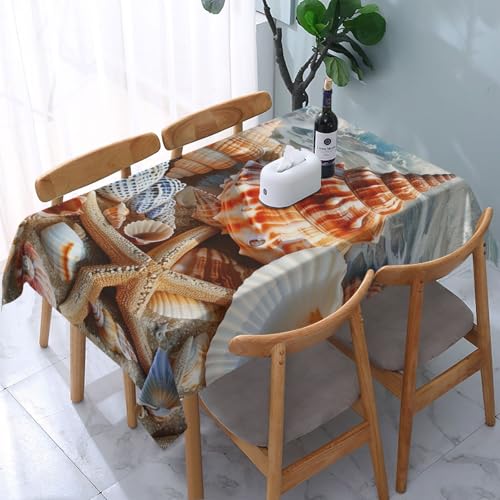 VVTDESA Tischdecke mit Muschellandschaft am Strand, bedruckt, rechteckig, waschbar, dekorativ, Tischdecke für Esstische, Party, Buffet, Camping, 137 x 183 cm VVTDESA Tischdecke mit Muschellandschaft am Strand, bedruckt, rechteckig, waschbar, dekorativ, Tischdecke für Esstische, Party, Buffet, Camping, 137 x 183 cm von VVTDESA