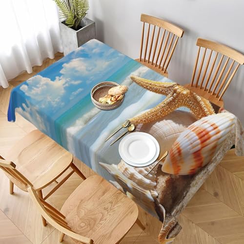 VVTDESA Tischdecke mit Muschelmotiv, bedruckt, 152,4 x 228,6 cm, rechteckig, waschbar, Dekoration, Tischdecke für Esstische, Party, Buffet, Camping VVTDESA Tischdecke mit Muschelmotiv, bedruckt, 152,4 x 228,6 cm, rechteckig, waschbar, Dekoration, Tischdecke für Esstische, Party, Buffet, Camping von VVTDESA