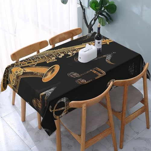 VVTDESA Tischdecke mit Musiknoten-Motiv, bedruckt, 137,2 x 183,9 cm, rechteckig, waschbar, Dekoration, Tischdecke für Esstische, Party, Buffet, Camping VVTDESA Tischdecke mit Musiknoten-Motiv, bedruckt, 137,2 x 183,9 cm, rechteckig, waschbar, Dekoration, Tischdecke für Esstische, Party, Buffet, Camping von VVTDESA