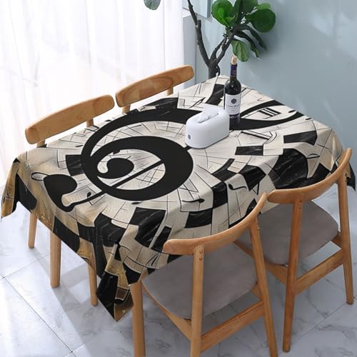 VVTDESA Tischdecke mit Musikschlüssel-Motiv, bedruckt, rechteckig, Stoff, waschbar, für Esstische, Party, Buffet, Camping, 137 x 183 cm VVTDESA Tischdecke mit Musikschlüssel-Motiv, bedruckt, rechteckig, Stoff, waschbar, für Esstische, Party, Buffet, Camping, 137 x 183 cm von VVTDESA