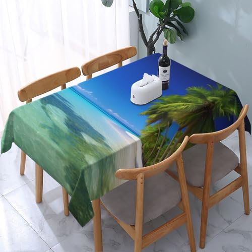 VVTDESA Tischdecke mit Palmen und klarem Meer, bedruckt, rechteckig, Stoff, waschbar, Dekoration, Tischdecke für Esstische, Party, Buffet, Camping, 137 x 183 cm VVTDESA Tischdecke mit Palmen und klarem Meer, bedruckt, rechteckig, Stoff, waschbar, Dekoration, Tischdecke für Esstische, Party, Buffet, Camping, 137 x 183 cm von VVTDESA