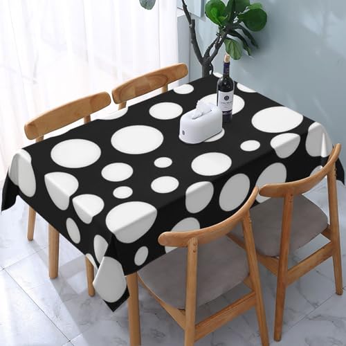 VVTDESA Tischdecke mit Punktemuster, rechteckig, waschbar, für Esstische, Party, Buffet, Camping, 137 x 183 cm, Schwarz und Weiß VVTDESA Tischdecke mit Punktemuster, rechteckig, waschbar, für Esstische, Party, Buffet, Camping, 137 x 183 cm, Schwarz und Weiß von VVTDESA