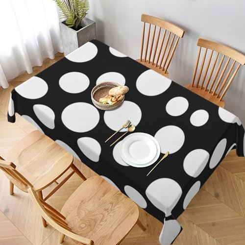 VVTDESA Tischdecke mit Punktemuster, rechteckig, waschbar, für Esstische, Party, Buffet, Camping, 152,4 x 228,6 cm, Schwarz und Weiß VVTDESA Tischdecke mit Punktemuster, rechteckig, waschbar, für Esstische, Party, Buffet, Camping, 152,4 x 228,6 cm, Schwarz und Weiß von VVTDESA