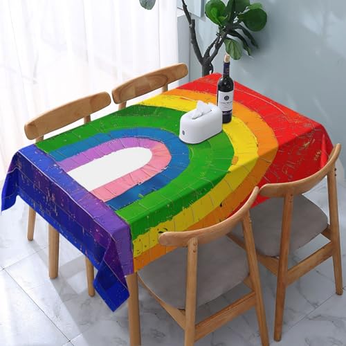 VVTDESA Tischdecke mit Regenbogen-Druck, rechteckig, Stoff, waschbar, für Esstische, Party, Buffet, Camping, 137 x 183 cm VVTDESA Tischdecke mit Regenbogen-Druck, rechteckig, Stoff, waschbar, für Esstische, Party, Buffet, Camping, 137 x 183 cm von VVTDESA