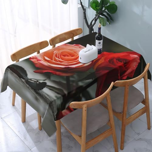 VVTDESA Tischdecke mit Rosenmuster, rechteckig, Stoff, waschbar, für Esstische, Party, Buffet, Camping, 137 x 183 cm VVTDESA Tischdecke mit Rosenmuster, rechteckig, Stoff, waschbar, für Esstische, Party, Buffet, Camping, 137 x 183 cm von VVTDESA