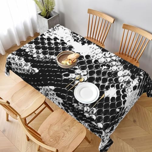 VVTDESA Tischdecke mit Schlangenhautmuster, rechteckig, waschbar, für Esstische, Party, Buffet, Camping, 152,4 x 228,6 cm, Schwarz und Weiß VVTDESA Tischdecke mit Schlangenhautmuster, rechteckig, waschbar, für Esstische, Party, Buffet, Camping, 152,4 x 228,6 cm, Schwarz und Weiß von VVTDESA