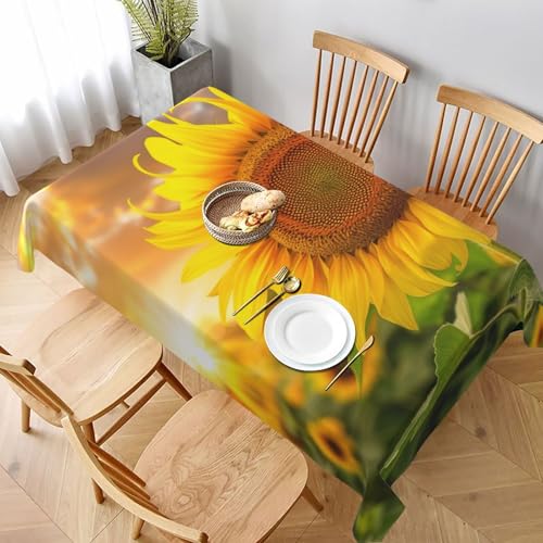 VVTDESA Tischdecke mit Sonnenblumen-Motiv, 152,4 x 228,6 cm, rechteckig, waschbar, Dekoration, Tischdecke für Esstische, Party, Buffet, Camping VVTDESA Tischdecke mit Sonnenblumen-Motiv, 152,4 x 228,6 cm, rechteckig, waschbar, Dekoration, Tischdecke für Esstische, Party, Buffet, Camping von VVTDESA