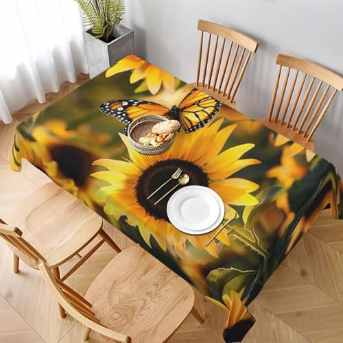 VVTDESA Tischdecke mit Sonnenblumen-Motiv, bedruckt, 152,4 x 228,6 cm, rechteckige Stoff-Tischdecke, waschbar, Dekoration, Tischdecke für Esstische, Party, Buffet, Camping VVTDESA Tischdecke mit Sonnenblumen-Motiv, bedruckt, 152,4 x 228,6 cm, rechteckige Stoff-Tischdecke, waschbar, Dekoration, Tischdecke für Esstische, Party, Buffet, Camping von VVTDESA