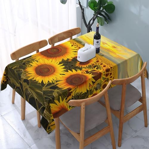 VVTDESA Tischdecke mit Sonnenblumen-Motiv, rechteckig, Stoff, waschbar, für Esstische, Party, Buffet, Camping, 137 x 183 cm VVTDESA Tischdecke mit Sonnenblumen-Motiv, rechteckig, Stoff, waschbar, für Esstische, Party, Buffet, Camping, 137 x 183 cm von VVTDESA