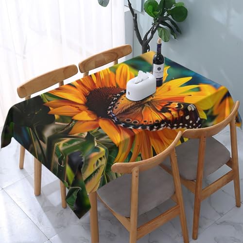VVTDESA Tischdecke mit Sonnenblumen- und Schmetterlingsdruck, rechteckig, Stoff, waschbar, für Esstische, Party, Buffet, Camping, 137 x 183 cm VVTDESA Tischdecke mit Sonnenblumen- und Schmetterlingsdruck, rechteckig, Stoff, waschbar, für Esstische, Party, Buffet, Camping, 137 x 183 cm von VVTDESA