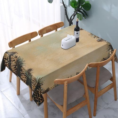 VVTDESA Tischdecke mit Tannenzapfen-Bordüre, bedruckt, rechteckig, Stoff, waschbar, Dekoration, Tischdecke für Esstische, Party, Buffet, Camping, 137 x 183 cm VVTDESA Tischdecke mit Tannenzapfen-Bordüre, bedruckt, rechteckig, Stoff, waschbar, Dekoration, Tischdecke für Esstische, Party, Buffet, Camping, 137 x 183 cm von VVTDESA