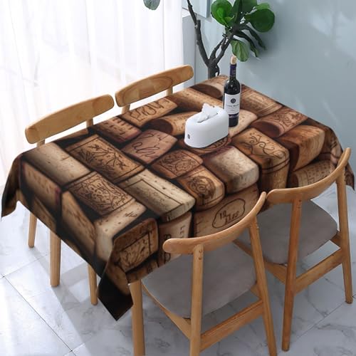 VVTDESA Tischdecke mit Weinkorkdruck, 137 x 183 cm, rechteckig, waschbar, Dekoration, Tischdecke für Esstische, Party, Buffet, Camping VVTDESA Tischdecke mit Weinkorkdruck, 137 x 183 cm, rechteckig, waschbar, Dekoration, Tischdecke für Esstische, Party, Buffet, Camping von VVTDESA