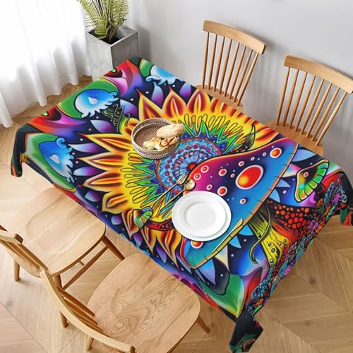 VVTDESA Tischdecke mit abstraktem Pilz, buntes Mandala, bedruckt, 152,4 x 228,6 cm, rechteckig, waschbar, Dekoration, Tischdecke für Esstische, Party, Buffet, Camping VVTDESA Tischdecke mit abstraktem Pilz, buntes Mandala, bedruckt, 152,4 x 228,6 cm, rechteckig, waschbar, Dekoration, Tischdecke für Esstische, Party, Buffet, Camping von VVTDESA