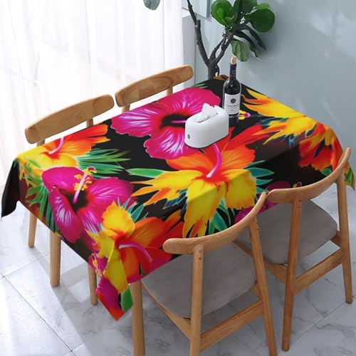 VVTDESA Tischdecke mit buntem Hawaii-Blumendruck, 137 x 183 cm, rechteckig, waschbar, Dekoration, Tischdecke für Esstische, Party, Buffet, Camping VVTDESA Tischdecke mit buntem Hawaii-Blumendruck, 137 x 183 cm, rechteckig, waschbar, Dekoration, Tischdecke für Esstische, Party, Buffet, Camping von VVTDESA