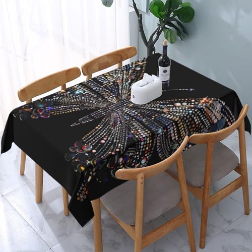 VVTDESA Tischdecke mit buntem Strass-Schmetterlings-Motiv, 137 x 183 cm, rechteckig, waschbar, Dekoration, Tischdecke für Esstische, Party, Buffet, Camping VVTDESA Tischdecke mit buntem Strass-Schmetterlings-Motiv, 137 x 183 cm, rechteckig, waschbar, Dekoration, Tischdecke für Esstische, Party, Buffet, Camping von VVTDESA