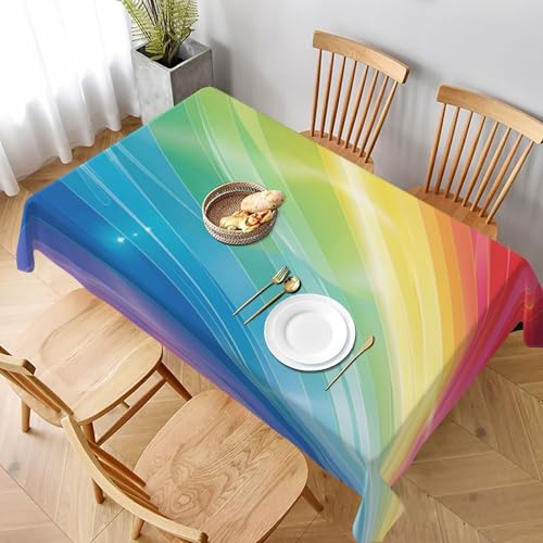 VVTDESA Tischdecke mit bunten Streifen, Regenbogen-Druck, 152,4 x 228,6 cm, rechteckig, waschbar, Dekoration, Tischdecke für Esstische, Party, Buffet, Camping VVTDESA Tischdecke mit bunten Streifen, Regenbogen-Druck, 152,4 x 228,6 cm, rechteckig, waschbar, Dekoration, Tischdecke für Esstische, Party, Buffet, Camping von VVTDESA