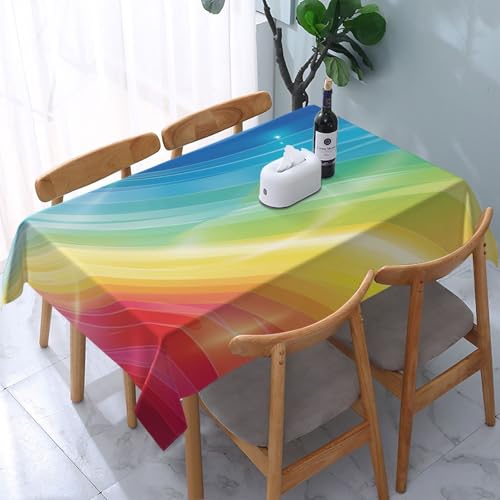 VVTDESA Tischdecke mit bunten Streifen und Regenbogen-Druck, rechteckig, Stoff, waschbar, Dekoration, Tischdecke für Esstische, Party, Buffet, Camping, 137 x 183 cm VVTDESA Tischdecke mit bunten Streifen und Regenbogen-Druck, rechteckig, Stoff, waschbar, Dekoration, Tischdecke für Esstische, Party, Buffet, Camping, 137 x 183 cm von VVTDESA