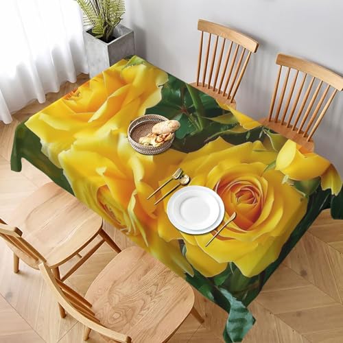 VVTDESA Tischdecke mit gelben Rosen, bedruckt, 152,4 x 228,6 cm, rechteckig, waschbar, Dekoration, Tischdecke für Esstische, Party, Buffet, Camping VVTDESA Tischdecke mit gelben Rosen, bedruckt, 152,4 x 228,6 cm, rechteckig, waschbar, Dekoration, Tischdecke für Esstische, Party, Buffet, Camping von VVTDESA