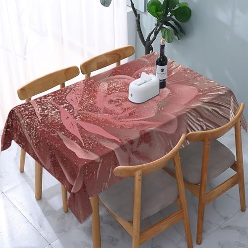 VVTDESA Tischdecke mit goldfarbenen Streifen, Rosenmuster, 137,2 x 183,9 cm, rechteckig, waschbar, Dekoration, Tischdecke für Esstische, Party, Buffet, Camping VVTDESA Tischdecke mit goldfarbenen Streifen, Rosenmuster, 137,2 x 183,9 cm, rechteckig, waschbar, Dekoration, Tischdecke für Esstische, Party, Buffet, Camping von VVTDESA