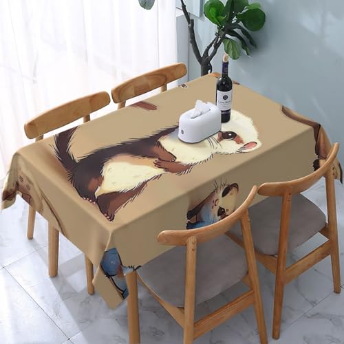 VVTDESA Tischdecke mit niedlichem Frettchen-Motiv, 137 x 183 cm, rechteckig, waschbar, Dekoration, Tischdecke für Esstische, Party, Buffet, Camping VVTDESA Tischdecke mit niedlichem Frettchen-Motiv, 137 x 183 cm, rechteckig, waschbar, Dekoration, Tischdecke für Esstische, Party, Buffet, Camping von VVTDESA