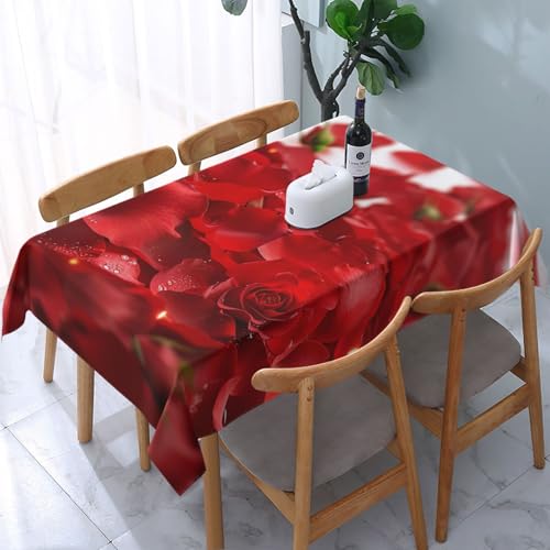 VVTDESA Tischdecke mit roten Rosenblättern, 137 x 183 cm, rechteckig, waschbar, Dekoration, Tischdecke für Esstisch, Party, Buffet, Camping VVTDESA Tischdecke mit roten Rosenblättern, 137 x 183 cm, rechteckig, waschbar, Dekoration, Tischdecke für Esstisch, Party, Buffet, Camping von VVTDESA