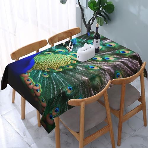 VVTDESA Tischdecke mit schönem Pfauenmuster, rechteckig, Stoff, waschbar, für Esstische, Party, Buffet, Camping, 137 x 183 cm VVTDESA Tischdecke mit schönem Pfauenmuster, rechteckig, Stoff, waschbar, für Esstische, Party, Buffet, Camping, 137 x 183 cm von VVTDESA