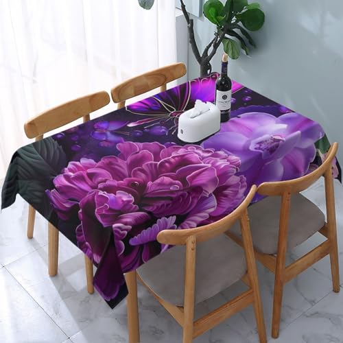 VVTDESA Tischdecke mit schönem Schmetterlings-Blumendruck, rechteckig, Stoff, waschbar, Dekoration, Tischdecke für Esstische, Party, Buffet, Camping, 137 x 183 cm VVTDESA Tischdecke mit schönem Schmetterlings-Blumendruck, rechteckig, Stoff, waschbar, Dekoration, Tischdecke für Esstische, Party, Buffet, Camping, 137 x 183 cm von VVTDESA