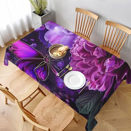 VVTDESA Tischdecke mit schönem Schmetterlings-Blumendruck, rechteckig, Stoff, waschbar, Dekoration, Tischdecke für Esstische, Party, Buffet, Camping, 152,4 x 228,6 cm VVTDESA Tischdecke mit schönem Schmetterlings-Blumendruck, rechteckig, Stoff, waschbar, Dekoration, Tischdecke für Esstische, Party, Buffet, Camping, 152,4 x 228,6 cm von VVTDESA
