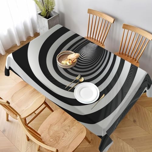 VVTDESA Tischdecke mit schwarz-weißen Streifen, 152,4 x 228,6 cm, rechteckig, waschbar, Dekoration, Tischdecke für Esstische, Party, Buffet, Camping VVTDESA Tischdecke mit schwarz-weißen Streifen, 152,4 x 228,6 cm, rechteckig, waschbar, Dekoration, Tischdecke für Esstische, Party, Buffet, Camping von VVTDESA