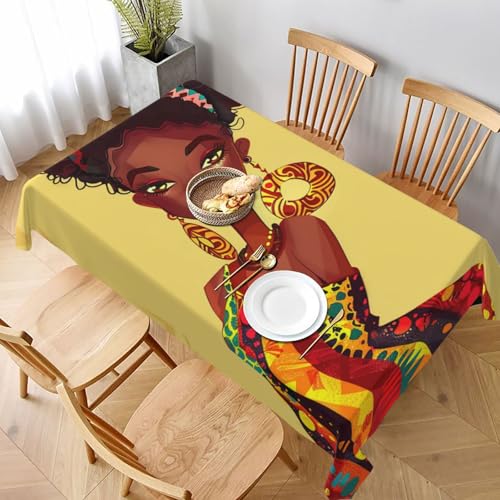 VVTDESA Tischdecke mit traditioneller afrikanischer Malerei, bedruckt, 152,4 x 228,6 cm, rechteckig, waschbar, Dekoration, Tischdecke für Esstisch, Party, Buffet, Camping VVTDESA Tischdecke mit traditioneller afrikanischer Malerei, bedruckt, 152,4 x 228,6 cm, rechteckig, waschbar, Dekoration, Tischdecke für Esstisch, Party, Buffet, Camping von VVTDESA