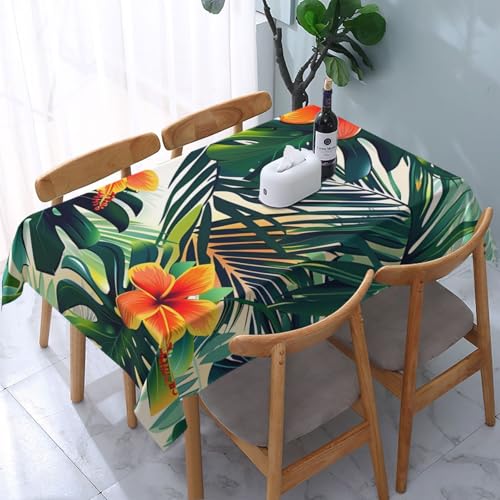 VVTDESA Tischdecke mit tropischen Hawaii-Blumen und Palmenblättern, rechteckig, waschbar, Dekoration, Tischdecke für Esstische, Party, Buffet, Camping, 137 x 183 cm VVTDESA Tischdecke mit tropischen Hawaii-Blumen und Palmenblättern, rechteckig, waschbar, Dekoration, Tischdecke für Esstische, Party, Buffet, Camping, 137 x 183 cm von VVTDESA
