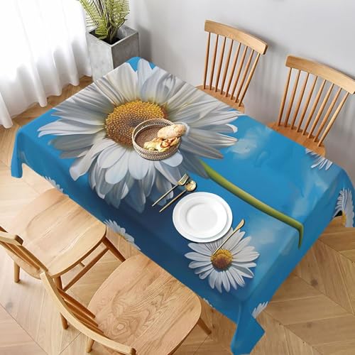 VVTDESA Tischdecke mit weißen Blumen, bedruckt, 152,4 x 228,6 cm, waschbar, Dekoration, Tischdecke für Esstische, Party, Buffet, Camping VVTDESA Tischdecke mit weißen Blumen, bedruckt, 152,4 x 228,6 cm, waschbar, Dekoration, Tischdecke für Esstische, Party, Buffet, Camping von VVTDESA
