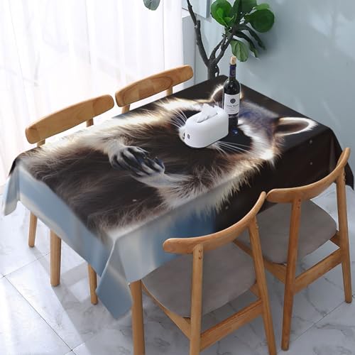 VVTDESA Waschbär bedruckte Tischdecke, 137,2 x 183,9 cm, rechteckig, Stoff, waschbar, Dekoration, Tischdecke für Esstische, Party, Buffet, Camping VVTDESA Waschbär bedruckte Tischdecke, 137,2 x 183,9 cm, rechteckig, Stoff, waschbar, Dekoration, Tischdecke für Esstische, Party, Buffet, Camping von VVTDESA