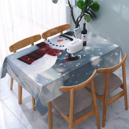 VVTDESA Weihnachtliche Tischdecke mit Schneemann-Motiv, bedruckt, rechteckig, Stoff, waschbar, Dekoration, Tischdecke für Esstische, Party, Buffet, Camping, 137 x 183 cm VVTDESA Weihnachtliche Tischdecke mit Schneemann-Motiv, bedruckt, rechteckig, Stoff, waschbar, Dekoration, Tischdecke für Esstische, Party, Buffet, Camping, 137 x 183 cm von VVTDESA