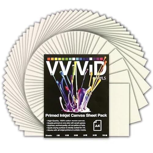 VViViD Inkjet-Leinwand, 100 % echte bedruckbare Baumwolle, LTR 8,5 x 11, 56,7 kg, 340 g/m², 17 mm (200 Blatt) von VViViD