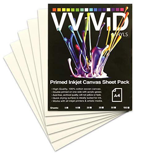 VViViD Inkjet Leinwand 100% echte bedruckbare Baumwolle LTR 8,5 x 11 56,7 kg 340gsm 17mil (5 Blatt) von VViViD