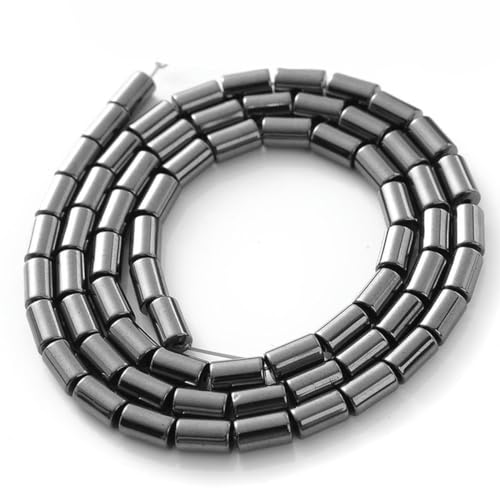 Natürliche Stein-Perlen, Hämatit, Herzform, Zylinder, Stern, runde Form, Abstandshalter, Perlen für Schmuckherstellung, Armbänder, DIY-Zylinder, 4 x 6 mm von VXAGJL