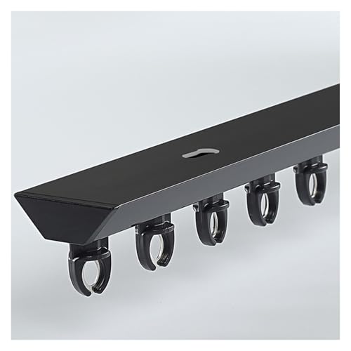 VXHCS Deckenvorhangschiene Doppelreihig, Leises Gleitend 4.1cm Breit Vorhangschienensystem für Schlafzimmer, Pavillons und Bücherregal-Trennwände(Black,1.8M/71IN) von VXHCS