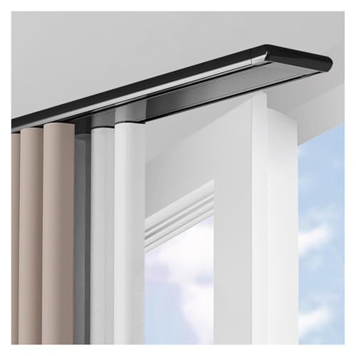 VXHCS Doppelreihige Vorhangschiene, 10cm Breit Aus Aluminiumlegierung Vorhangschienensystem für Krankenhaus, Wohnzimmer, Schlafzimmer, Fenster(Black,1.4M/4.6FT) von VXHCS