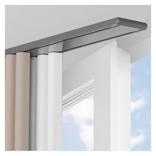 VXHCS Doppelreihige Vorhangschiene, 10cm Breit Aus Aluminiumlegierung Vorhangschienensystem für Krankenhaus, Wohnzimmer, Schlafzimmer, Fenster(Gray,1.5M/4.9FT) von VXHCS