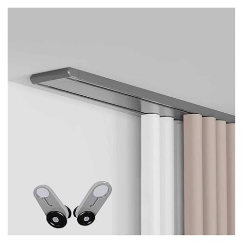 VXHCS Geräuscharme Doppelte Vorhangschiene, Deckenhalterung für Vorhänge, Material Aluminiumlegierung für Wohnzimmer und Schlafzimmerfenster(Gray,2.5M/8.2FT) von VXHCS