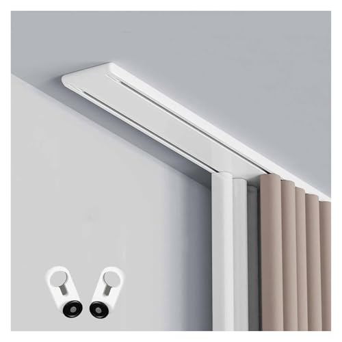 VXHCS Geräuscharme Doppelte Vorhangschiene, Deckenhalterung für Vorhänge, Material Aluminiumlegierung für Wohnzimmer und Schlafzimmerfenster(White,1.5M/4.9FT) von VXHCS